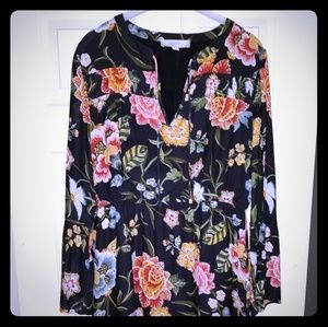 ***LOFT*** Flowery, relaxed fit, long sleeve dress